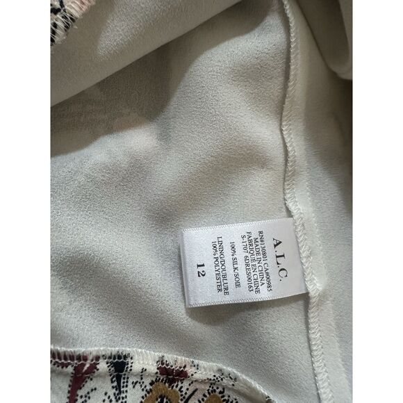 ALC A.L.C. 12 Silk Mini Blouson Floral Dress Ruffle Accent Long Sleeve - Picture 6 of 8